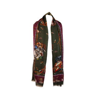 It’s A Dog's Life Hunter Green and Oxblood Red Wool Silk Wrap
