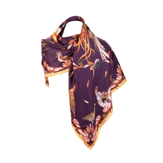 Grouse Misconduct Aubergine & Gold Large Square Silk Scarf