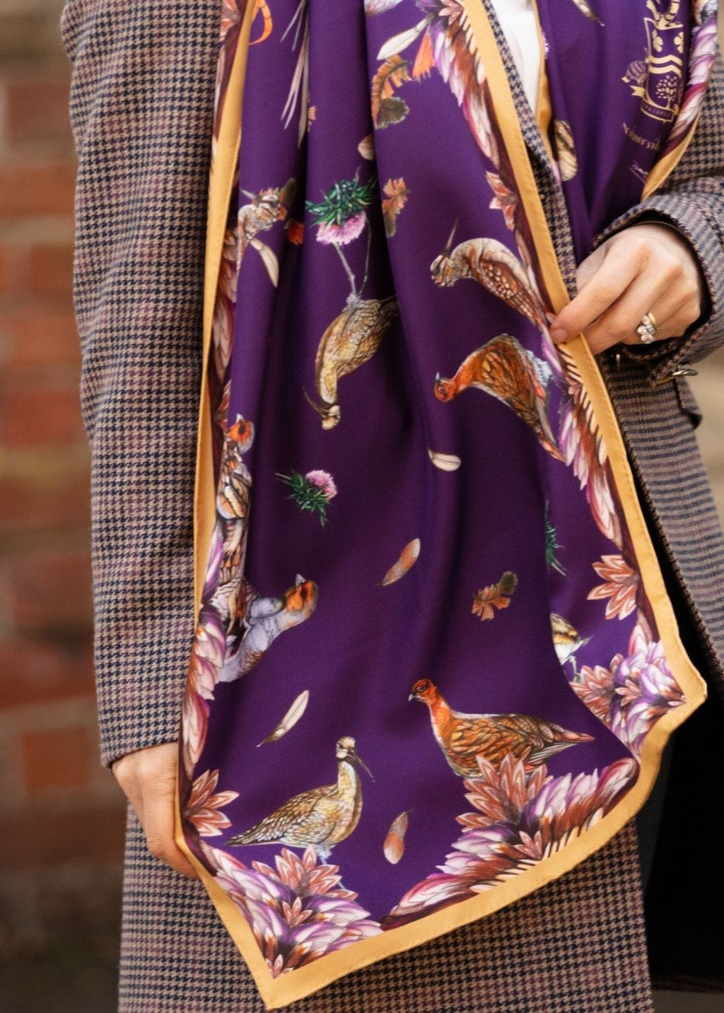 Recycled Repreve Scarf - Aubergine Botanical Print