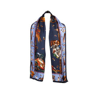 Clare Haggas It's a Dog's Life Navy & Cobalt Classic Silk Scarf
