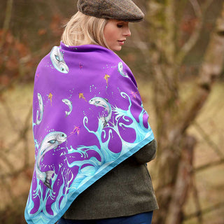 Catch and Release Violet Large Square Silk Scarf