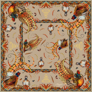 Heads or Tails Toffee Medium Square Silk Scarf