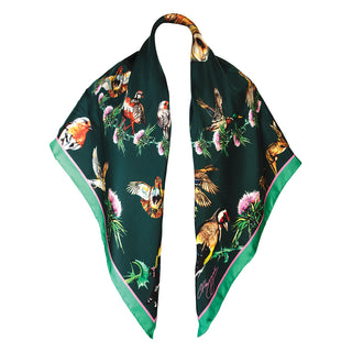 Walk On The Wild Side Forest Green Large Square Silk Scarf