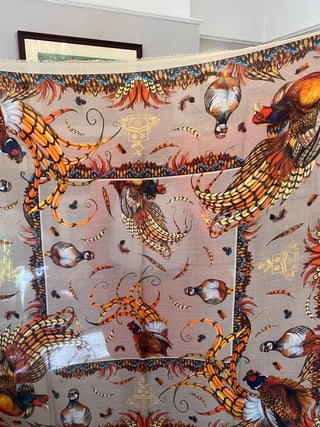 S1P25 Heads or Tails Toffee Cashmere Shawl
