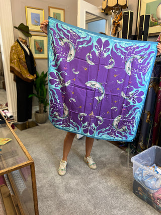 S3P11 Fish!! Violet Large Silk Square