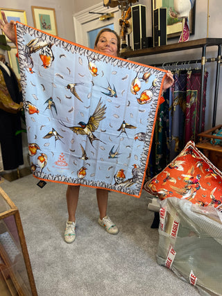 S2P17 Watching Over Me Mykonos Blue Large Silk Square