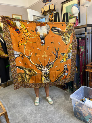 S3P21 Ahead Of The Game Burnt Orange Wool Silk Shawl