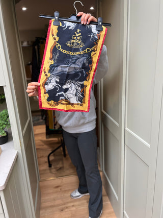 S1P42 Hold your Horses  Red and Navy Classic Silk Scarf