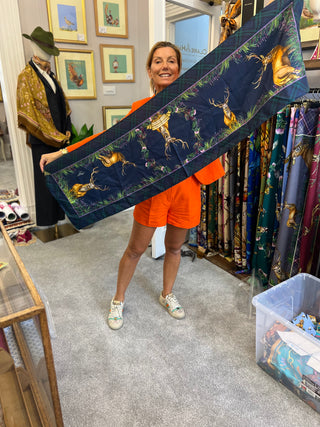 S3P31 Caledonia navy Classic Silk Scarf