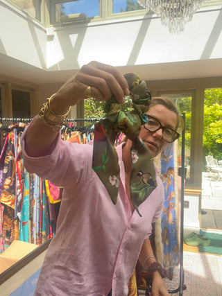 S3P38 Woodland wonder Sage Green Silk scrunchie