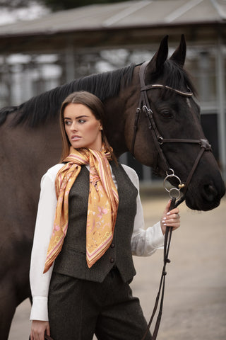 The Joy Ride Galloping Gold Large Square Pure Silk Scarf