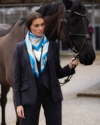 The Joy Ride Liberty Blue Large Square Pure Silk Scarf