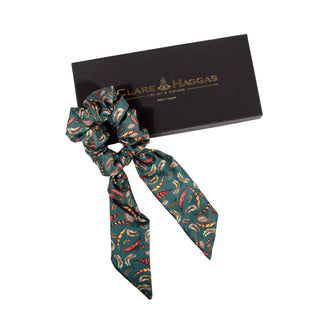 Birds of a Feather Medium Tail Silk Scrunchie
