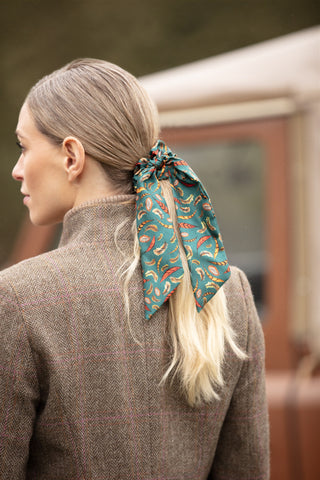 Birds of a Feather Medium Tail Silk Scrunchie