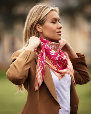 The Joy Ride Portobello Pink Large Square Pure Silk Scarf