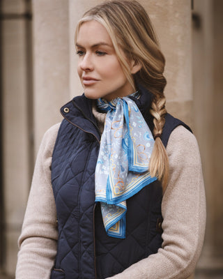 The Joy Ride Liberty Blue Narrow Pure Silk Scarf