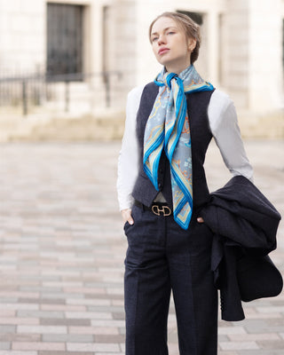 The Joy Ride Liberty Blue Large Square Pure Silk Scarf