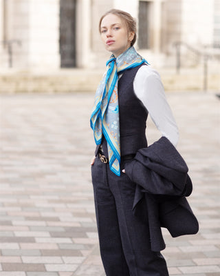 The Joy Ride Liberty Blue Large Square Pure Silk Scarf