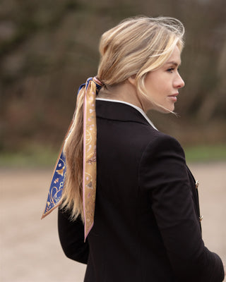 The Joy Ride Noble Navy and Galloping Gold Silk Twilly