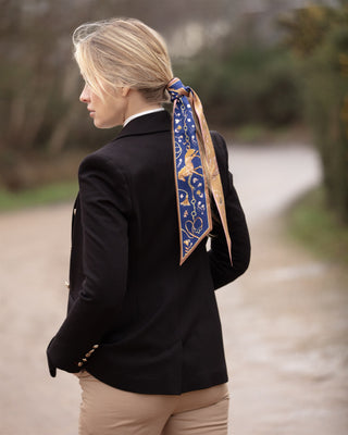 The Joy Ride Noble Navy and Galloping Gold Silk Twilly