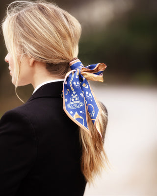 The Joy Ride Noble Navy and Galloping Gold Silk Twilly