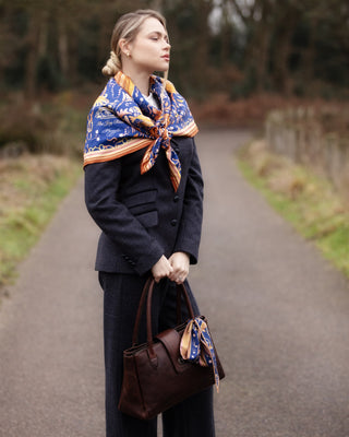 The Joy Ride Noble Navy Large Square Pure Silk Scarf