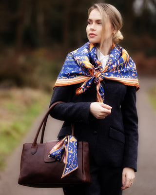 The Joy Ride Noble Navy Large Square Pure Silk Scarf