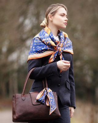 The Joy Ride Noble Navy and Galloping Gold Silk Twilly