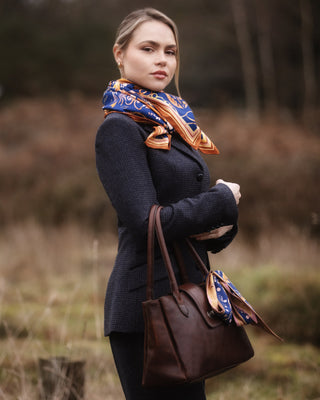 The Joy Ride Noble Navy Large Square Pure Silk Scarf