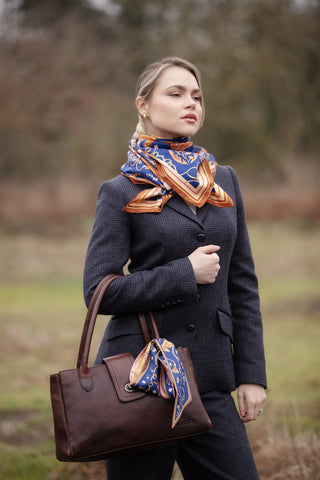 The Joy Ride Noble Navy Large Square Pure Silk Scarf