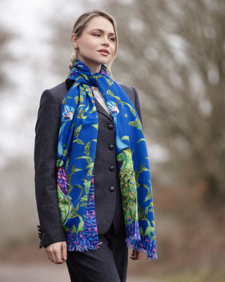 Pluming Marvellous Peacock Blue Wool Silk Wrap