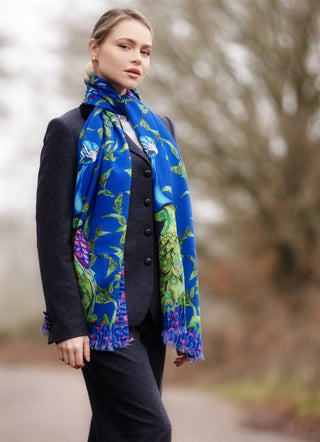 Pluming Marvellous Peacock Blue Wool Silk Wrap
