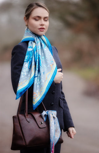 The Joy Ride Liberty Blue Large Square Pure Silk Scarf