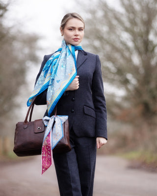 The Joy Ride Liberty Blue Large Square Pure Silk Scarf