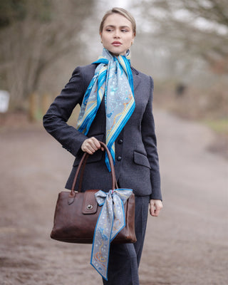 The Joy Ride Liberty Blue Large Square Pure Silk Scarf