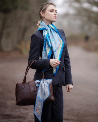 The Joy Ride Liberty Blue and Portobello Pink Silk Twilly