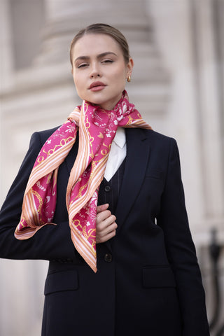 The Joy Ride Portobello Pink Large Square Pure Silk Scarf