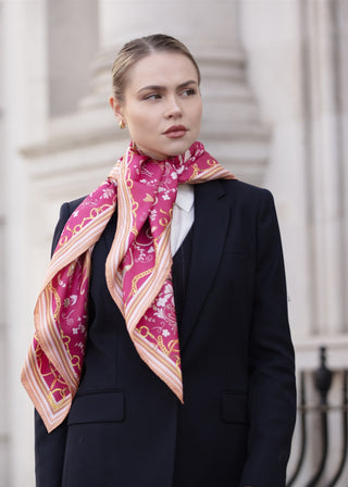 The Joy Ride Portobello Pink Large Square Pure Silk Scarf
