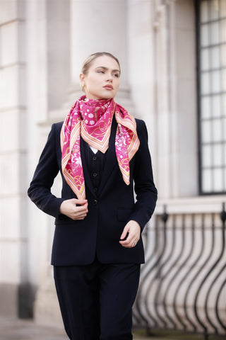 The Joy Ride Portobello Pink Large Square Pure Silk Scarf