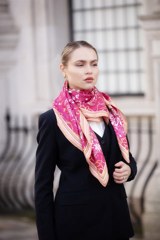 The Joy Ride Portobello Pink Large Square Pure Silk Scarf