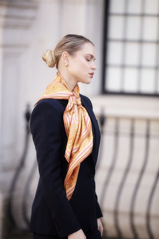 The Joy Ride Galloping Gold Large Square Pure Silk Scarf