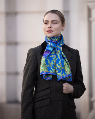 Pluming Marvellous Peacock Blue Classic Silk Scarf
