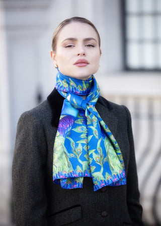 Pluming Marvellous Peacock Blue Classic Silk Scarf