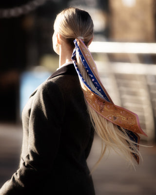 The Joy Ride Noble Navy and Galloping Gold Silk Twilly