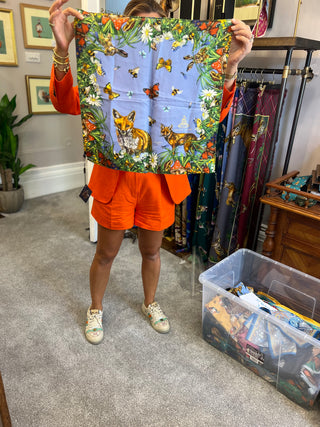 S3P8 Woodland Wonder Cornflower Blue Medium Silk Square