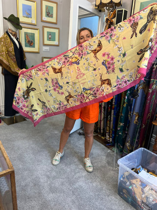 S3P13 Oopsie Daisy Buttermilk Yellow Wool Silk Wrap