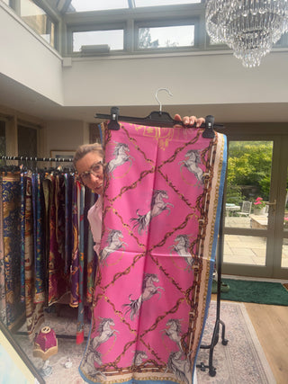 S1P49 Rearing to go  hot pink Classic Silk Scarf