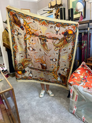 S2P12 Heads or tails  toffee wool Silk Shawl