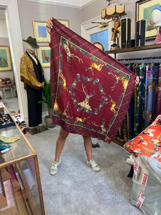 S2P23 Caledonia Holly Berry Red Large Silk Square