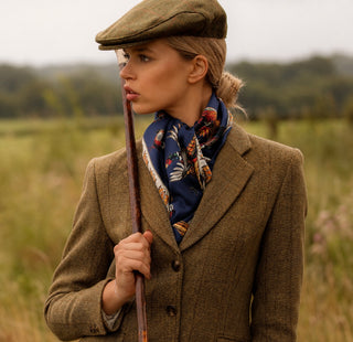 The Game Fair 2026 Limited Edition Design: Navy Game On Silk Scarf